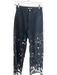 Bayeas Size 28 Black Cotton Blend Zip Fly High Rise Lace Leg Wide Ankle Jeans Black / 28