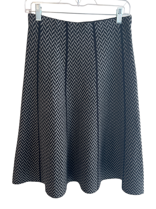 Milano Size M Grey & Black Viscose Elastic Waist Herringbone A Line Skirt Grey & Black / M