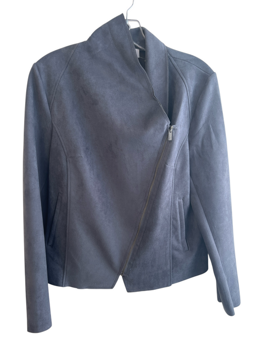Carmen Size L Gray Polyester Blend Faux Leather Moto Zip Cropped Jacket Gray / L