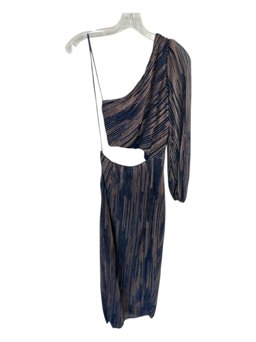 Saylor Size XS Navy & Bronze Polyester Blend Long Sleeve One Shoulder Dress Navy & Bronze / XS