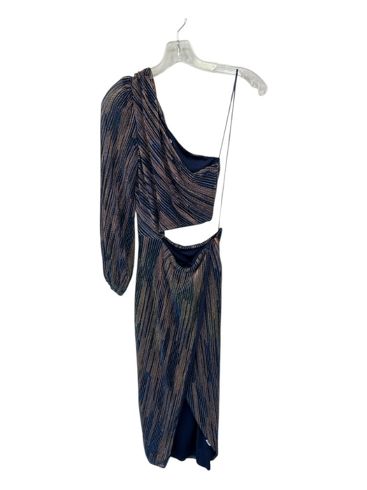 Saylor Size XS Navy & Bronze Polyester Blend Long Sleeve One Shoulder Dress Navy & Bronze / XS
