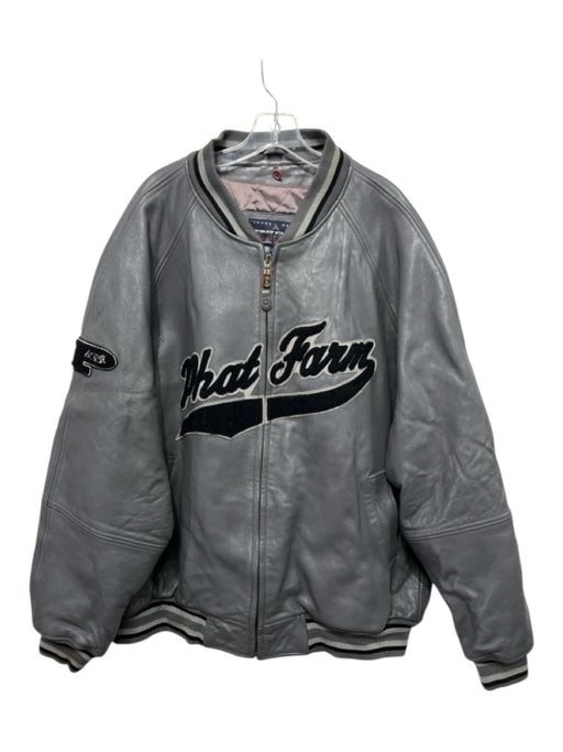 Phat Farm AS IS Size 5XL Gray & Multi-Color Varsity Jacket Style Men's Jacket Gray & Multi-Color / 5XL