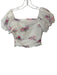 Loveshackfancy Size 2 White & Pink Cotton Short Balloon Sleeve Flowers Top White & Pink / 2