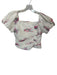 Loveshackfancy Size 2 White & Pink Cotton Short Balloon Sleeve Flowers Top White & Pink / 2