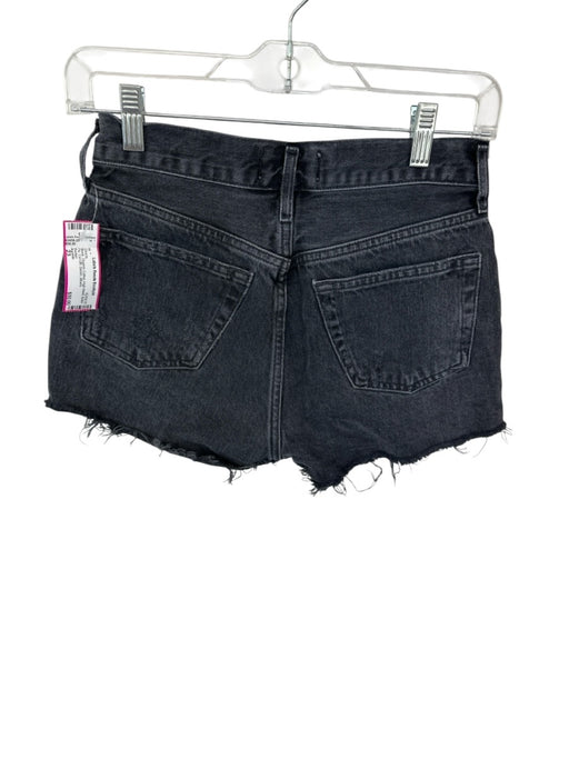 Agolde Size 23 Black Organic Cotton High Waist Button Fly Cut Off Denim Shorts Black / 23