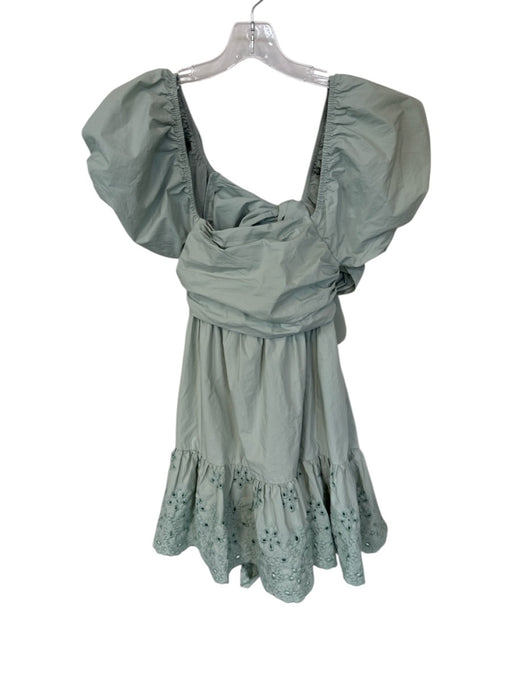 En Saison Size S Sage green Cotton Short Balloon Sleeve Back Tie Babydoll Dress Sage green / S