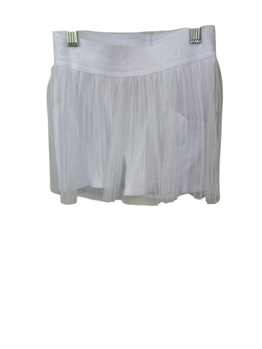 Alo Size XXS White Polyester Waist Band Tulle Pleated Athletic Skort White / XXS