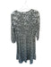 Club Monaco Size 10 Gray & Peach Polyamid Long Balloon Sleeve Leaves Maxi Dress Gray & Peach / 10
