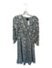 Club Monaco Size 10 Gray & Peach Polyamid Long Balloon Sleeve Leaves Maxi Dress Gray & Peach / 10