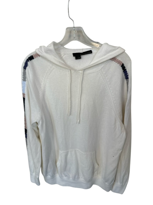 360 Cashmere Size M White & Navy Cotton Hood Stitching Detail Sweater White & Navy / M