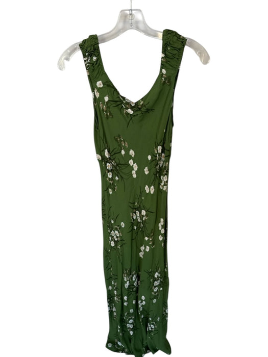 Reformation Size L Green & White Viscose Sleeveless Flowers Maxi Dress Green & White / L