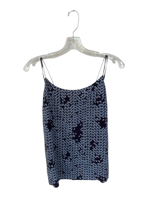 Theory Size L Blue & Navy Silk Geometric Print Spaghetti Strap Scoop Neck Top Blue & Navy / L