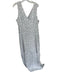Rosso35 Size 46 Gray & White Linen V Neck Side Zip Maxi Dots Dress Gray & White / 46