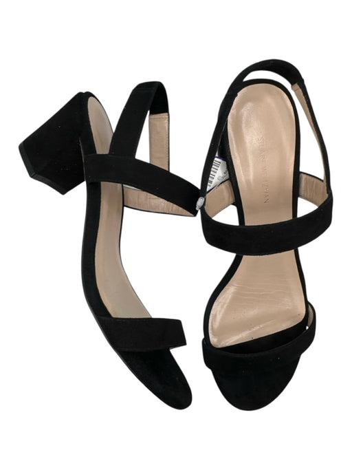 Stuart Weitzman Shoe Size 8 Black Suede Double Strap Heel Strap 2 inch Sandals Black / 8