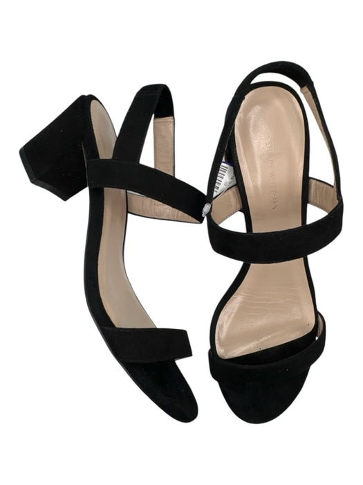 Stuart Weitzman Shoe Size 8 Black Suede Double Strap Heel Strap 2 inch Sandals Black / 8