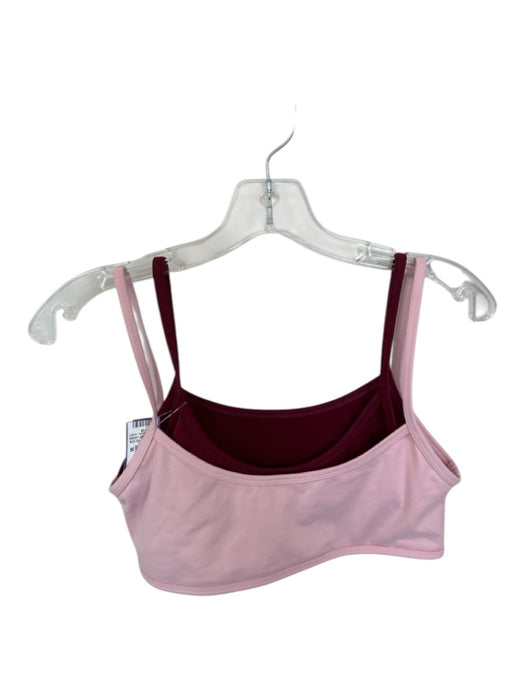 Set Active Size M Pink & Burgundy Polyester Blend Double Strap Logo Detail Top Pink & Burgundy / M