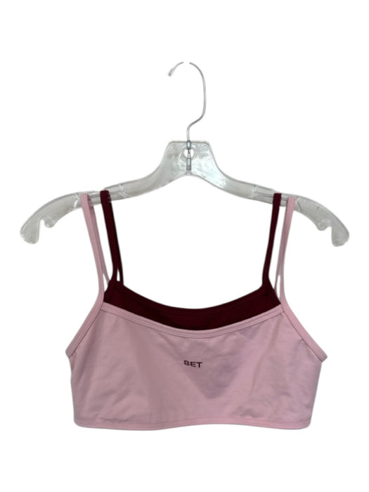 Set Active Size M Pink & Burgundy Polyester Blend Double Strap Logo Detail Top Pink & Burgundy / M