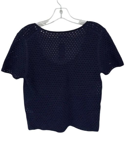 Vince Size M Navy Cotton Knit Scoop Neck Short Sleeve Top Navy / M