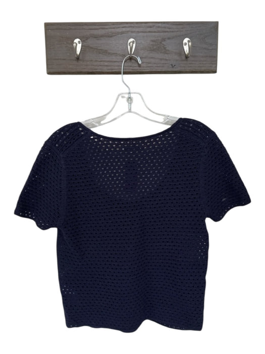 Vince Size M Navy Cotton Knit Scoop Neck Short Sleeve Top Navy / M