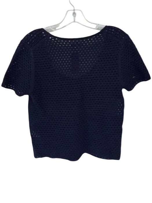 Vince Size M Navy Cotton Knit Scoop Neck Short Sleeve Top Navy / M