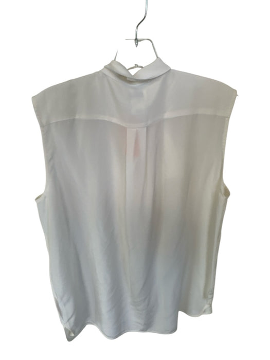 Club Monaco Size L Cream Silk Sleeveless Button Down Neck Tie Top Cream / L