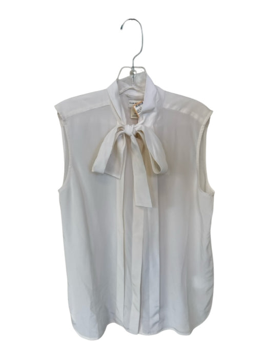 Club Monaco Size L Cream Silk Sleeveless Button Down Neck Tie Top Cream / L