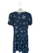 Club Monaco Size 10 Navy & Blue Silk Short Balloon Sleeve Flowers Maxi Dress Navy & Blue / 10