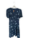 Club Monaco Size 10 Navy & Blue Silk Short Balloon Sleeve Flowers Maxi Dress Navy & Blue / 10