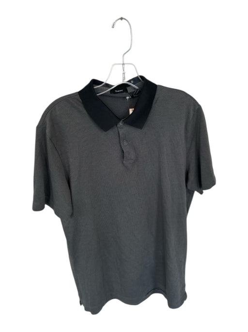 Theory Size L Charcoal & Black Pima Cotton Blend Dots Men's Polo Charcoal & Black / L