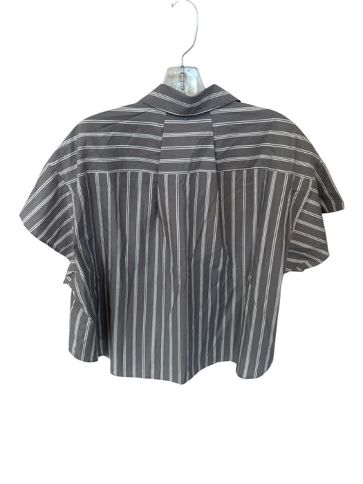 Rag & Bone Size M Gray & White Cotton Short Sleeve Striped Button Down Top Gray & White / M