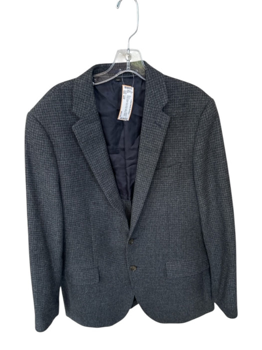 J. Crew Gray & Navy Print Wool Grid 2 Button Sport Coat Men's Blazer Gray & Navy Print / 42R