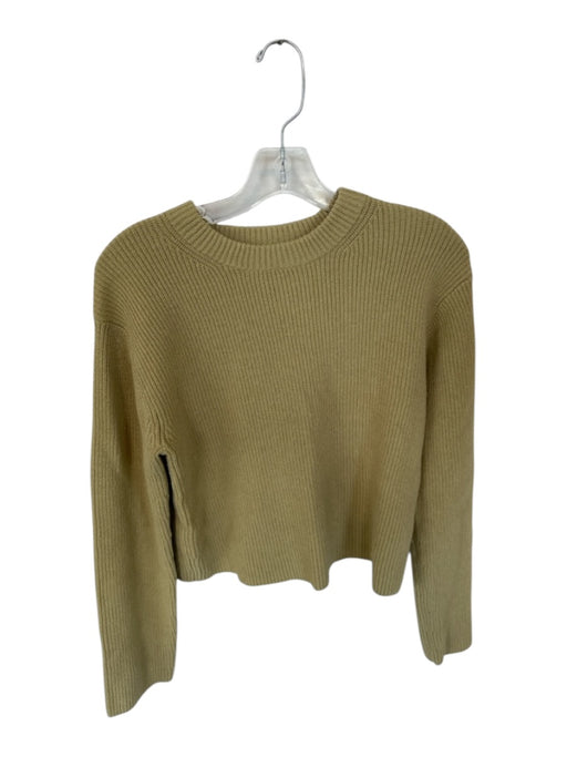 Vince Size M Light Green Cotton Blend Long Sleeve Knit Crew Neck Cropped Sweater Light Green / M