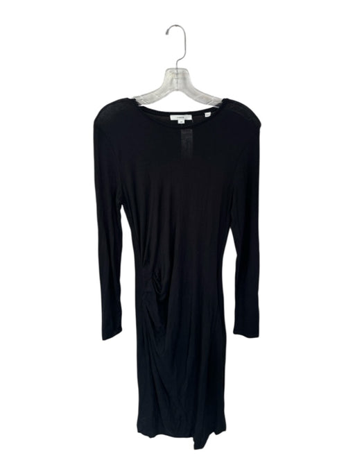 Vince Size M Black Rayon Blend Long Sleeve Gathered Side Maxi Dress Black / M