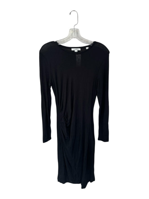 Vince Size M Black Rayon Blend Long Sleeve Gathered Side Maxi Dress Black / M