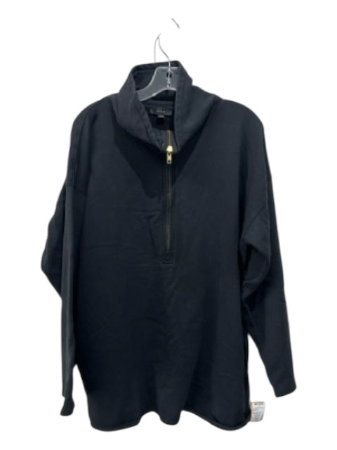 J Crew Size M Black Cotton Quarter Zip Long Sleeve Pockets Sweater Black / M