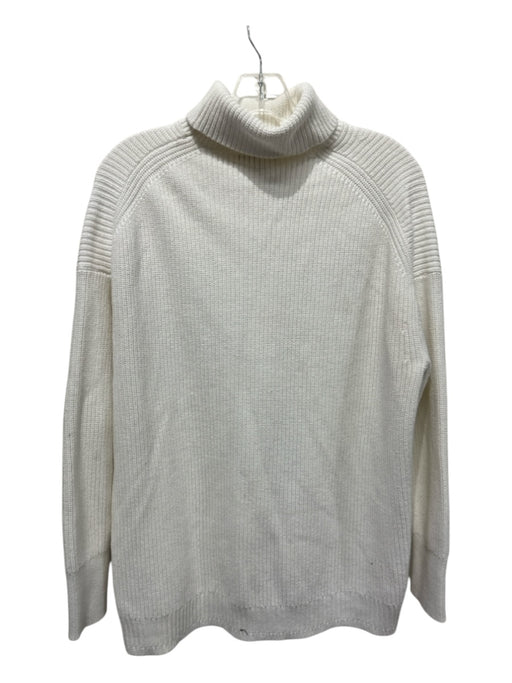 J Crew Size M Ivory Cotton & cashmere Ribbed Knit Long Sleeve Sweater Ivory / M