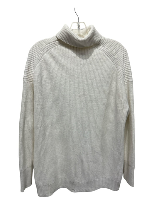 J Crew Size M Ivory Cotton & cashmere Ribbed Knit Long Sleeve Sweater Ivory / M