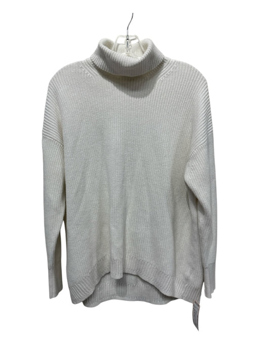 J Crew Size M Ivory Cotton & cashmere Ribbed Knit Long Sleeve Sweater Ivory / M