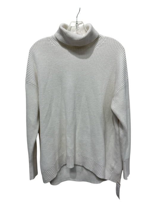 J Crew Size M Ivory Cotton & cashmere Ribbed Knit Long Sleeve Sweater Ivory / M