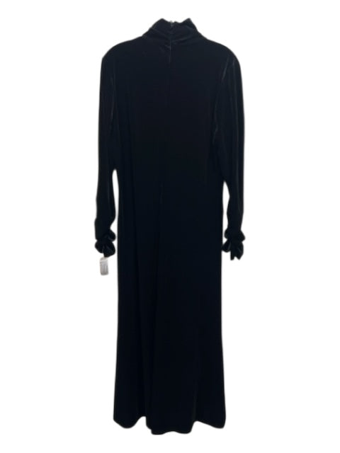Pomander Place Size XL Black Polyester Velvet Rouched Long Sleeve Back Zip Dress Black / XL