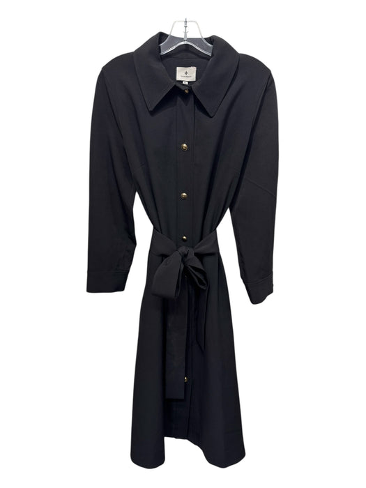 Tuckernuck Size XL Black Polyester Button Up Long Sleeve Collar Dress Black / XL