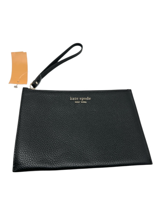 Kate Spade Black Pebble Leather Zip Top Wristlet Bag Black / S