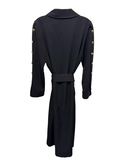 Tuckernuck Size XL Black Polyester Button Up Long Sleeve Collar Dress Black / XL