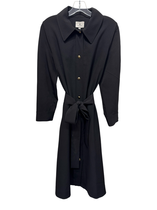 Tuckernuck Size XL Black Polyester Button Up Long Sleeve Collar Dress Black / XL