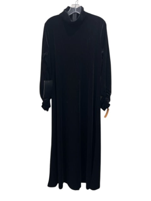 Pomander Place Size XL Black Polyester Velvet Rouched Long Sleeve Back Zip Dress Black / XL