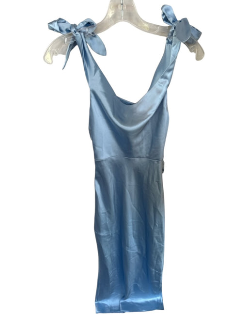 Billy J Size 6 Baby Blue Polyester Tie Strap Cowl Neck Side Zip Gown Baby Blue / 6