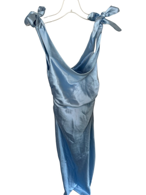 Billy J Size 6 Baby Blue Polyester Tie Strap Cowl Neck Side Zip Gown Baby Blue / 6