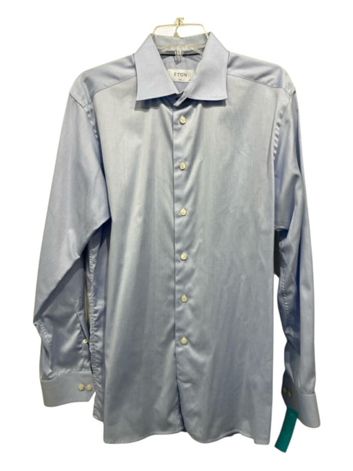 Eton Size 16.5 Light blue Cotton Solid Button up Men's Long Sleeve Shirt 16.5
