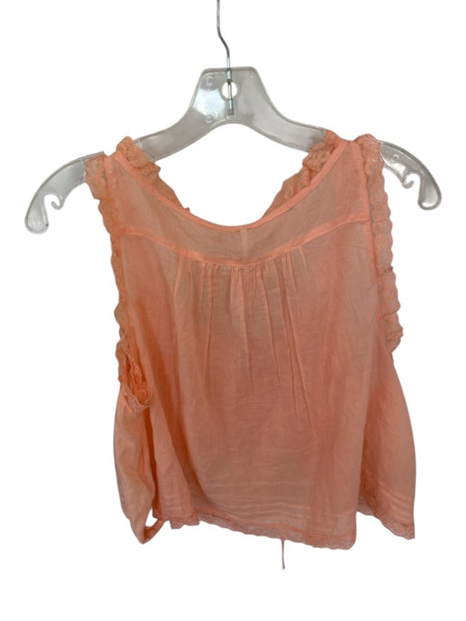 Free People Size XS Orange Cotton Sleeveless Lace Detail Buttons Top Orange / XS