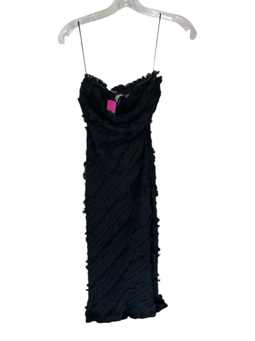 endless rose Size XS Black Polyester Strapless Ruffles Side Zip Gown Black / XS